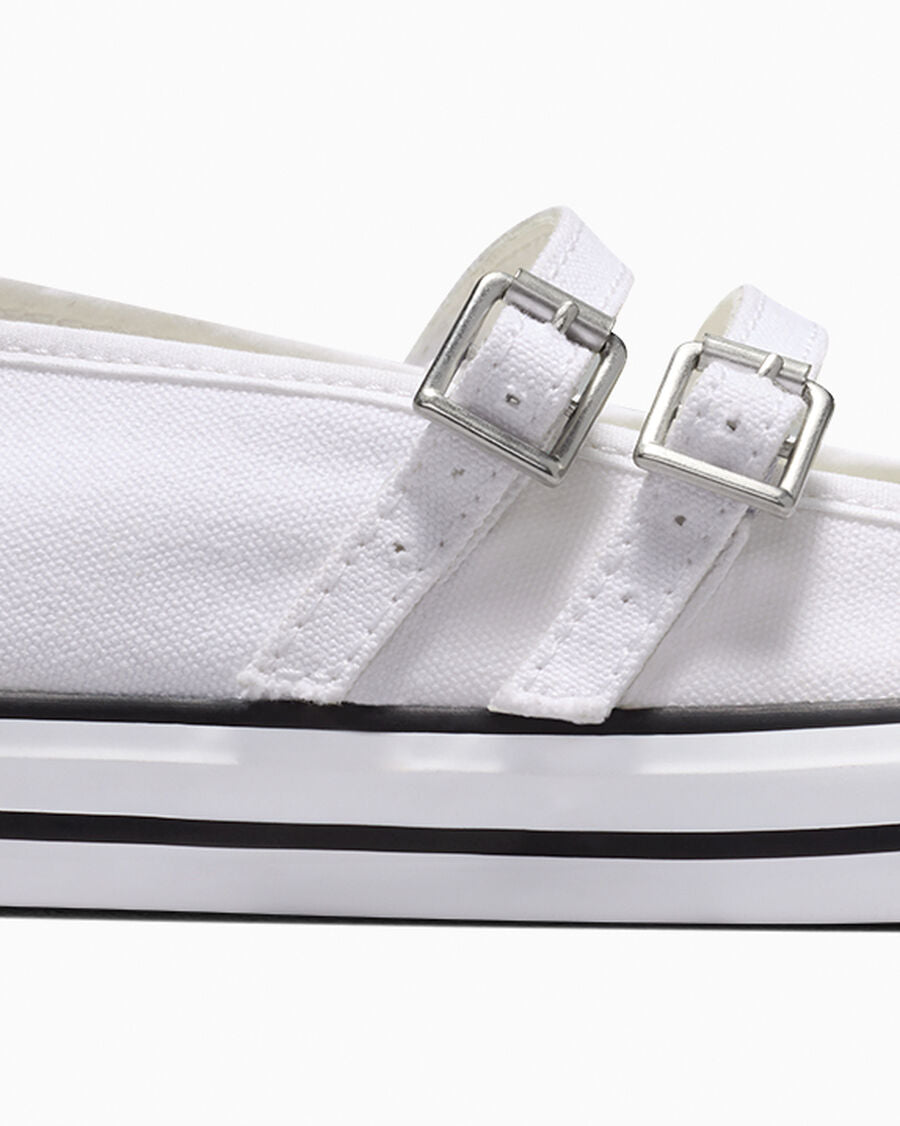 Canvas Mary Jane Low Top Shoe - White - White/Egret/White