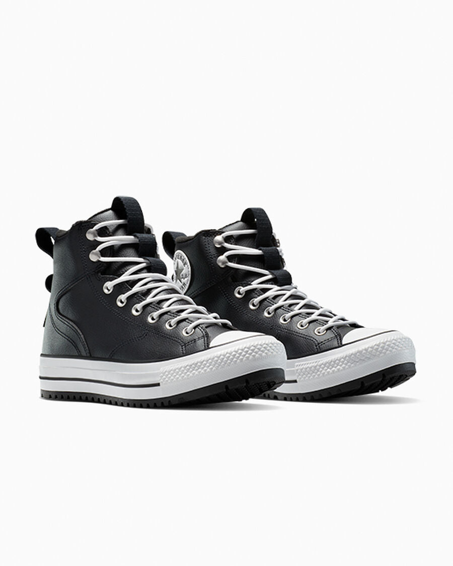 Water-Repellent High Top Hiker Boot - Black/Black/White
