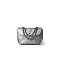 Mini Vegan Leather Flap Bag - Platinum
