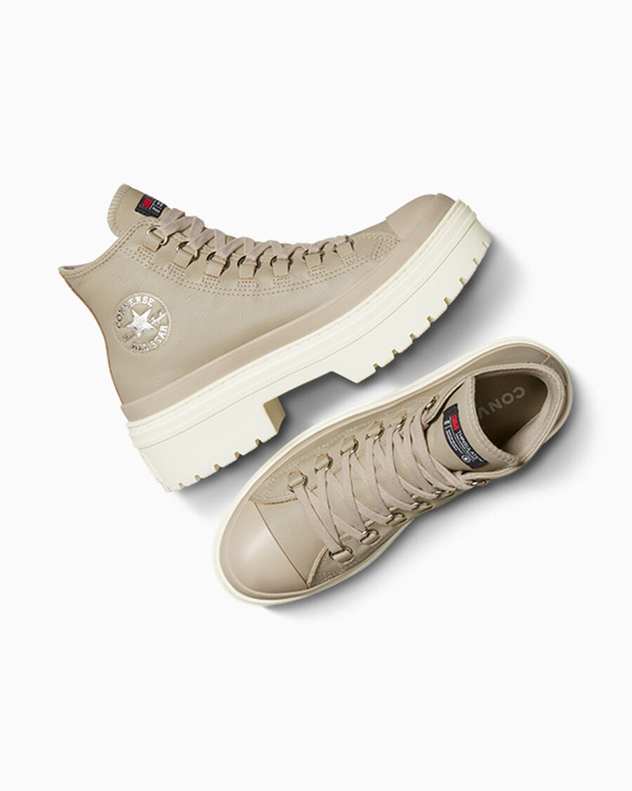 Women's Water-Resistant Leather Lug Sole Boot - Papyrus/Papyrus/Egret