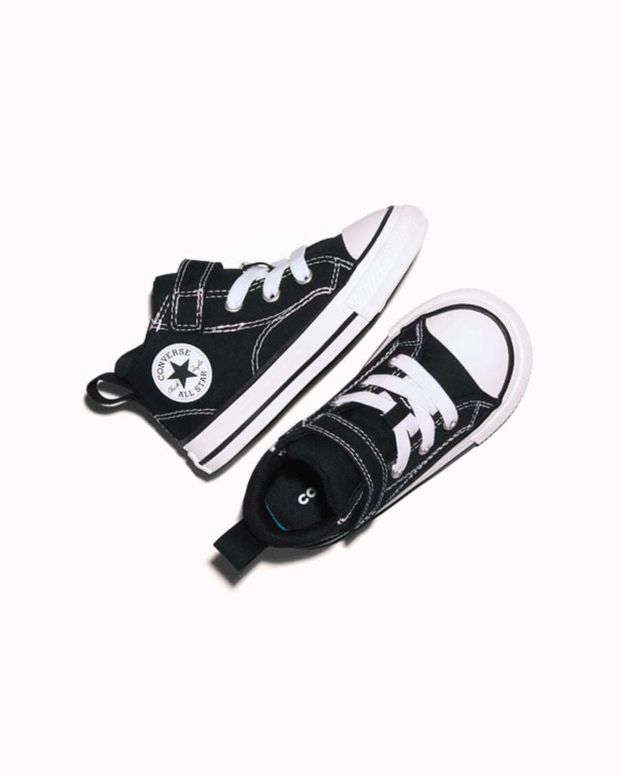 Canvas Easy-On Mid-Top Sneaker - Black/Black/White