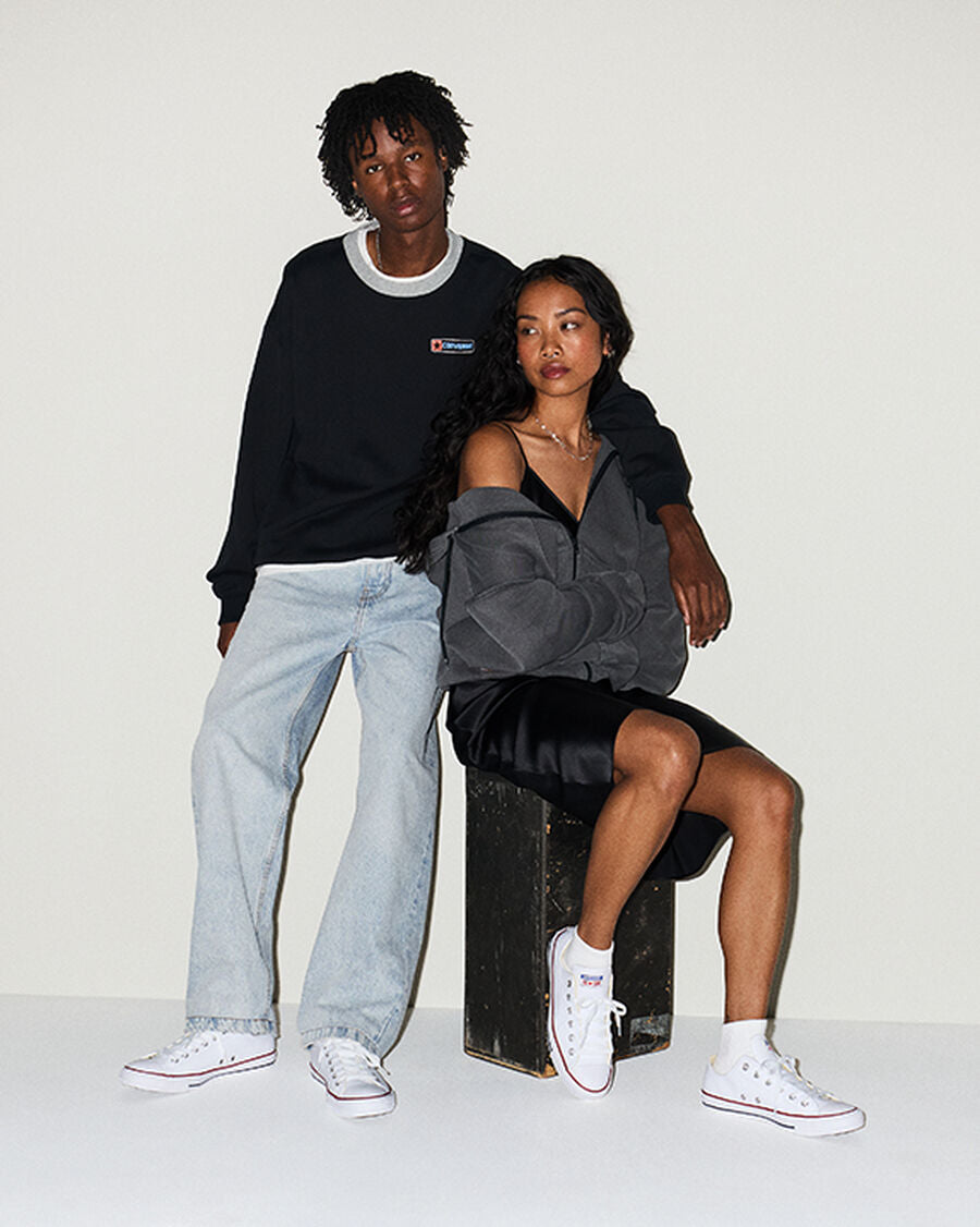 Leather Low Top Sneaker - Black - White