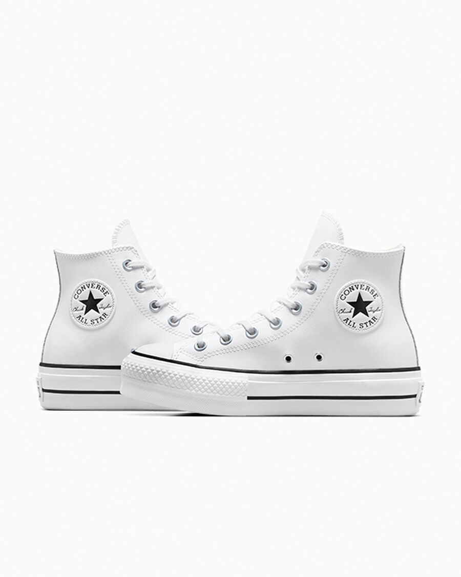 Leather Platform High Top Sneaker - Black - White/Black/White
