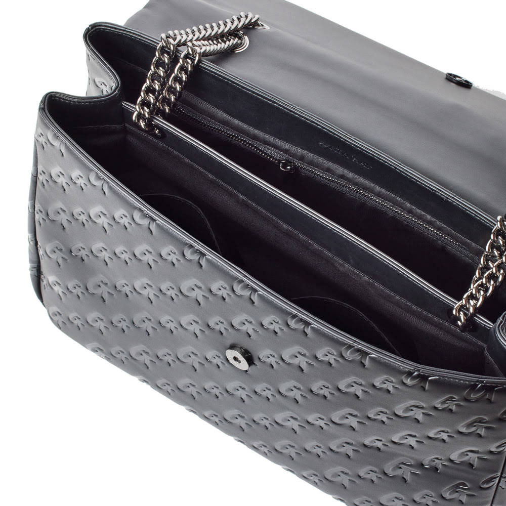Large Vegan Leather Flap Laptop Bag - Black