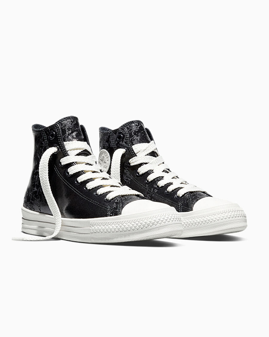 Waxed Denim High-Top Sneaker - Black