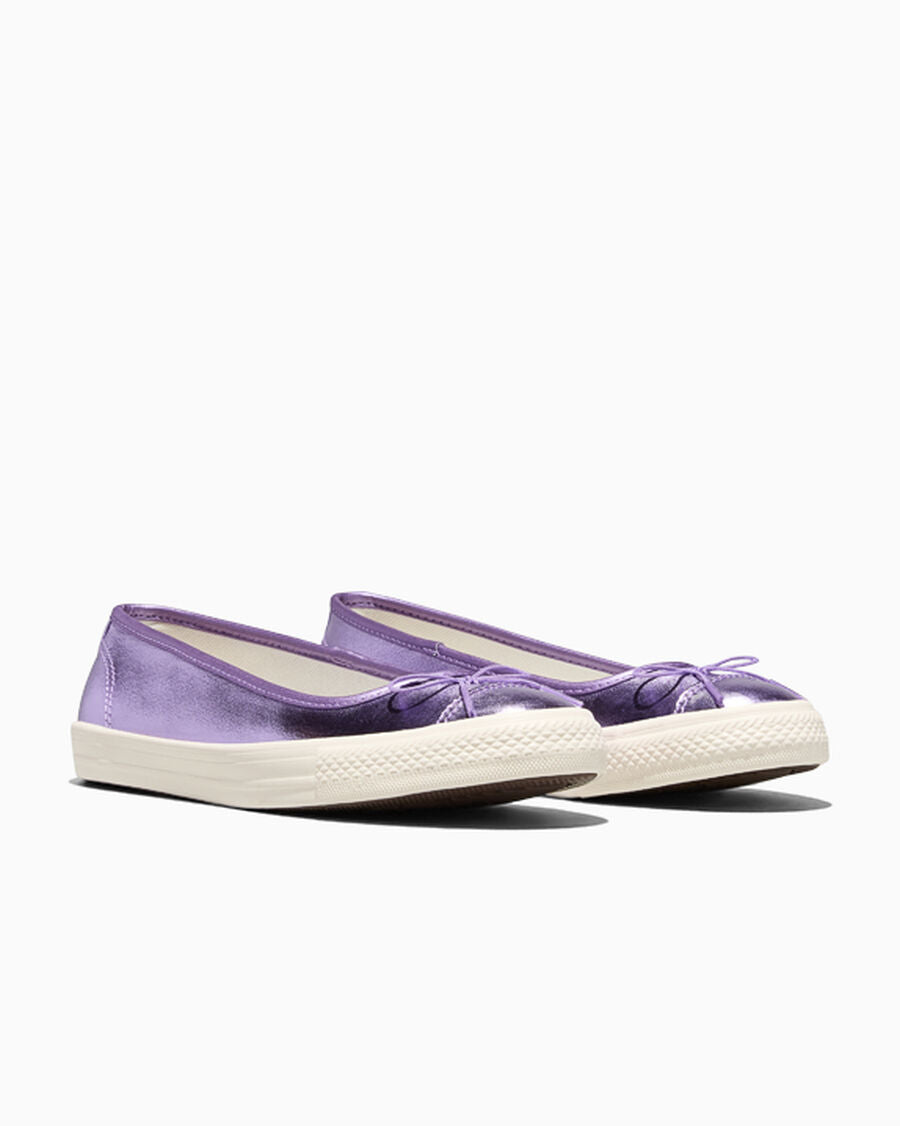 Metallic Canvas Ballet Flat - Women's - Lilac Metallic/Egret