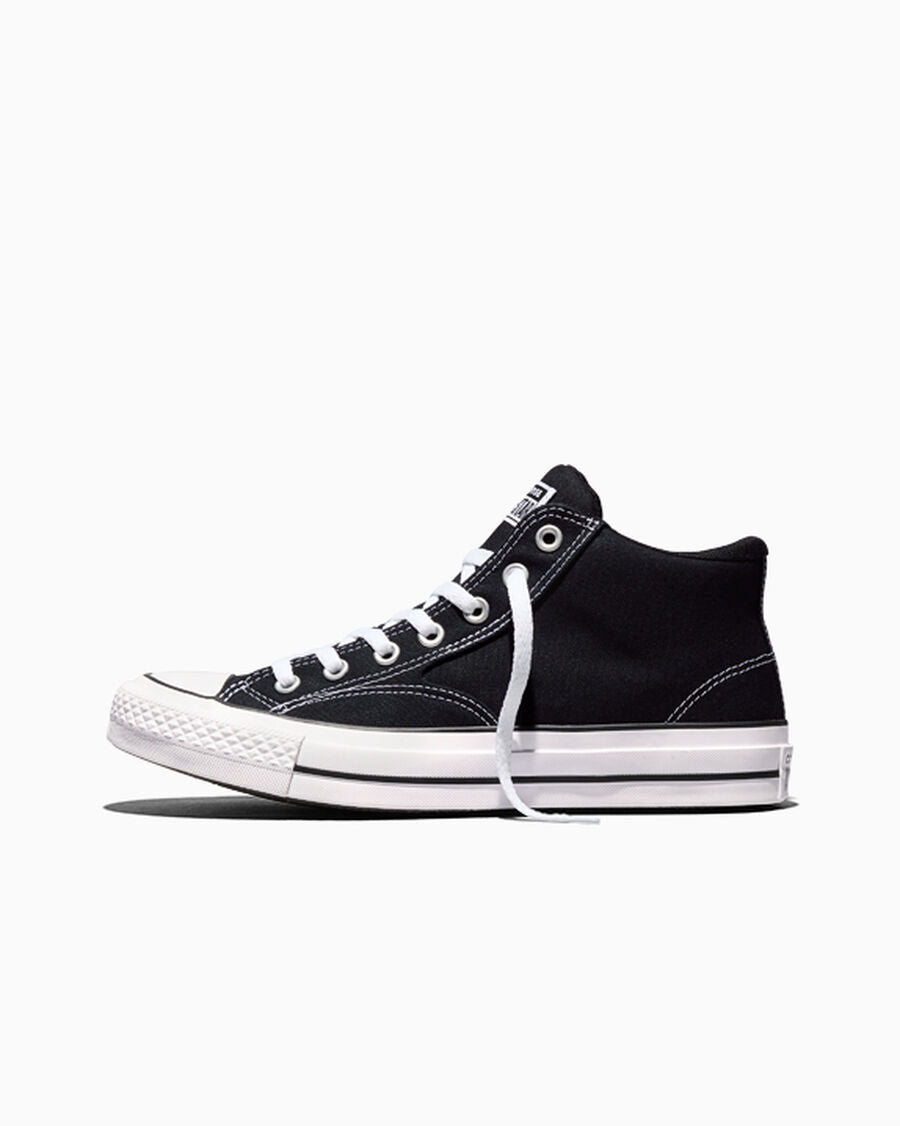 Canvas Mid-Top Sneaker - Black/White/Black