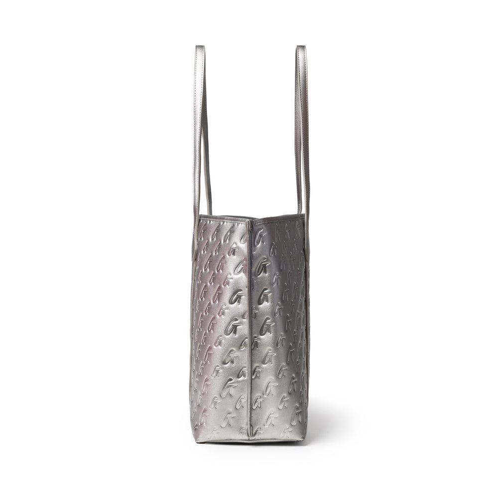 Extra Large Vegan Leather Tote - Platinum