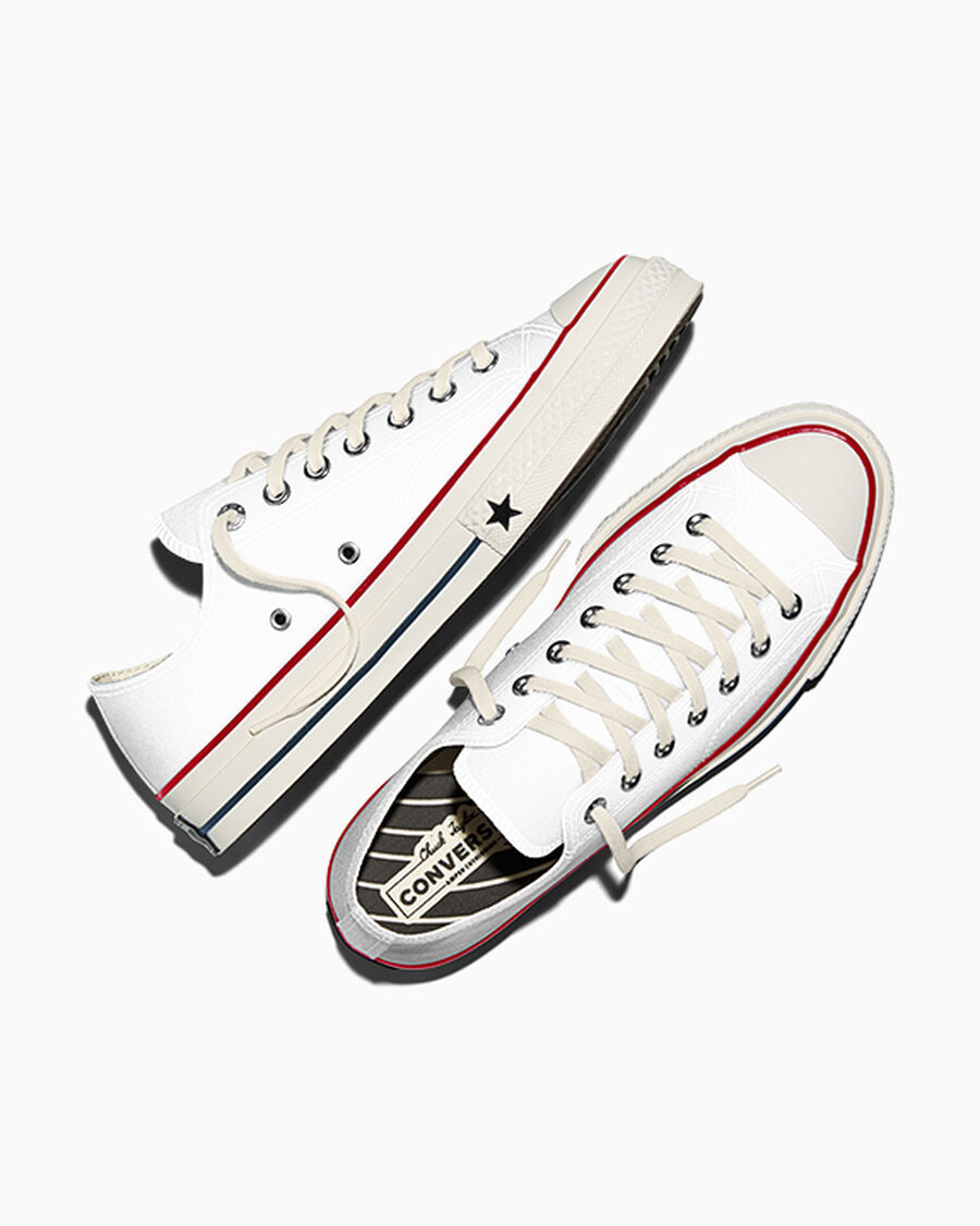 Unisex Heavyweight Canvas Low-Top Sneaker - White/Garnet/Egret