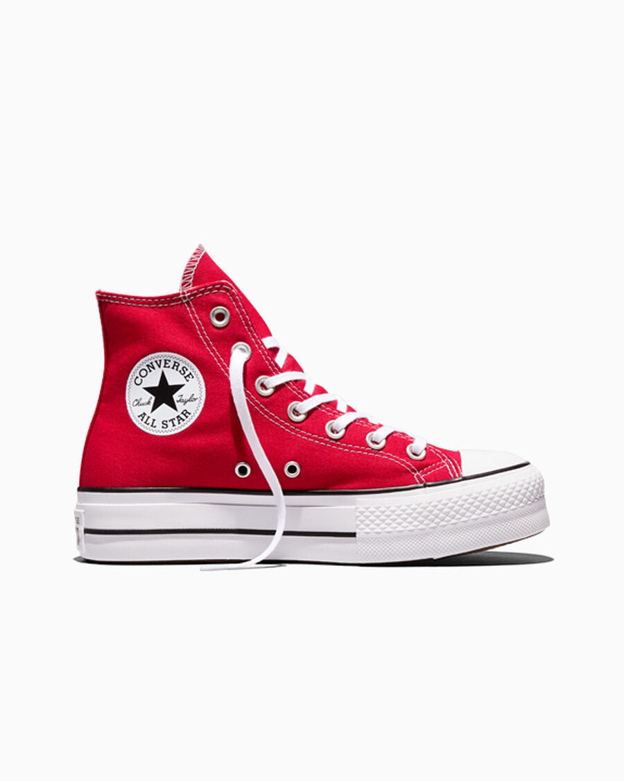 Canvas Platform High-Top Sneaker - Red/White/Black