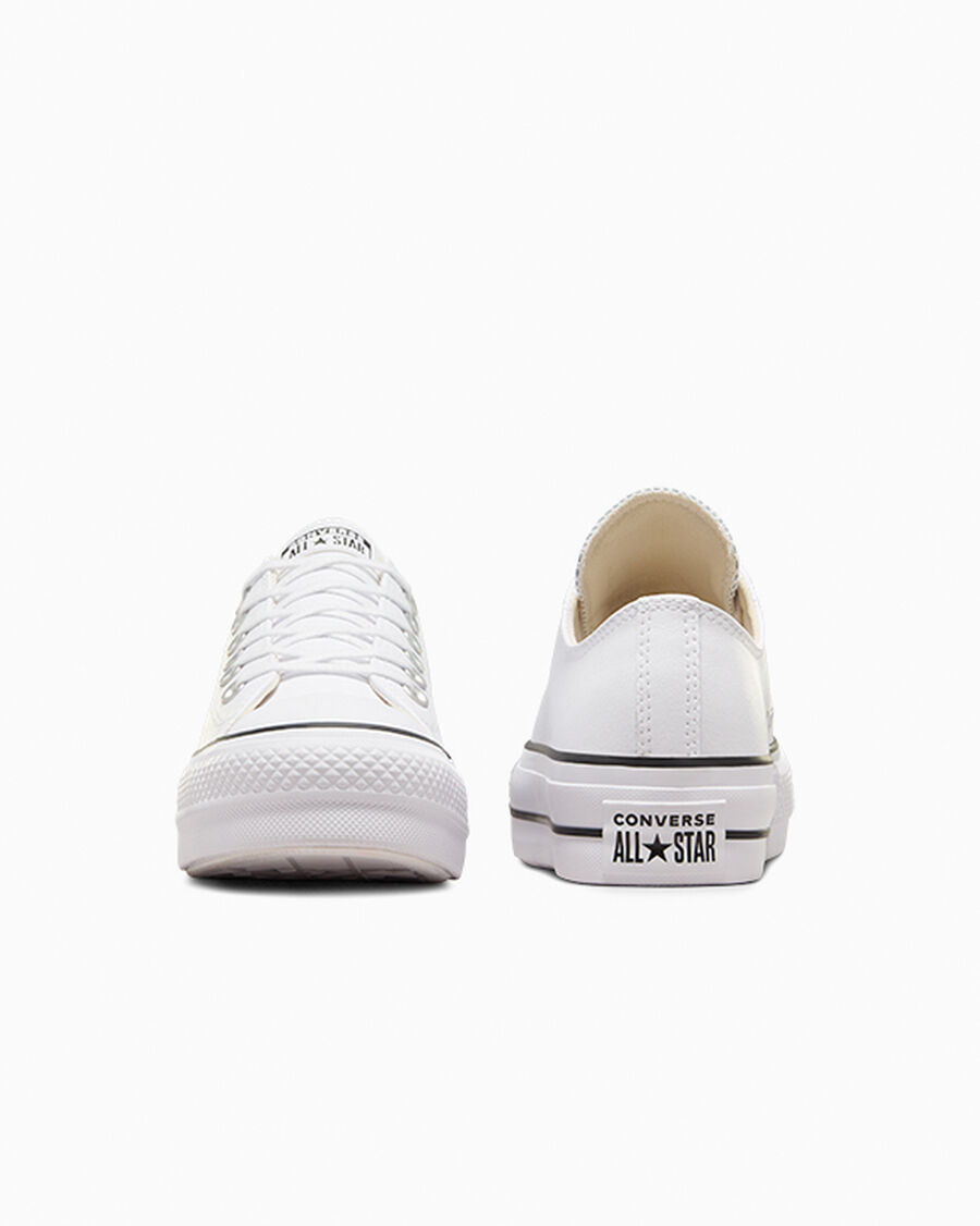 Leather Platform Low Top Sneaker - Black - White/Black/White