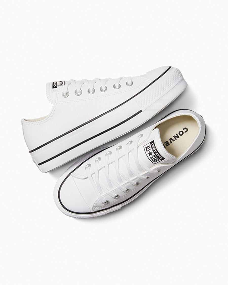 Leather Platform Low Top Sneaker - Black - White/Black/White