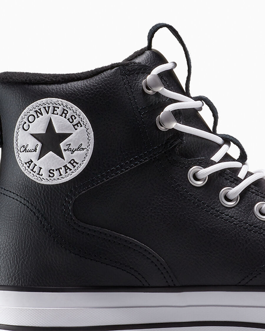 Water-Repellent High Top Hiker Boot - Black/Black/White