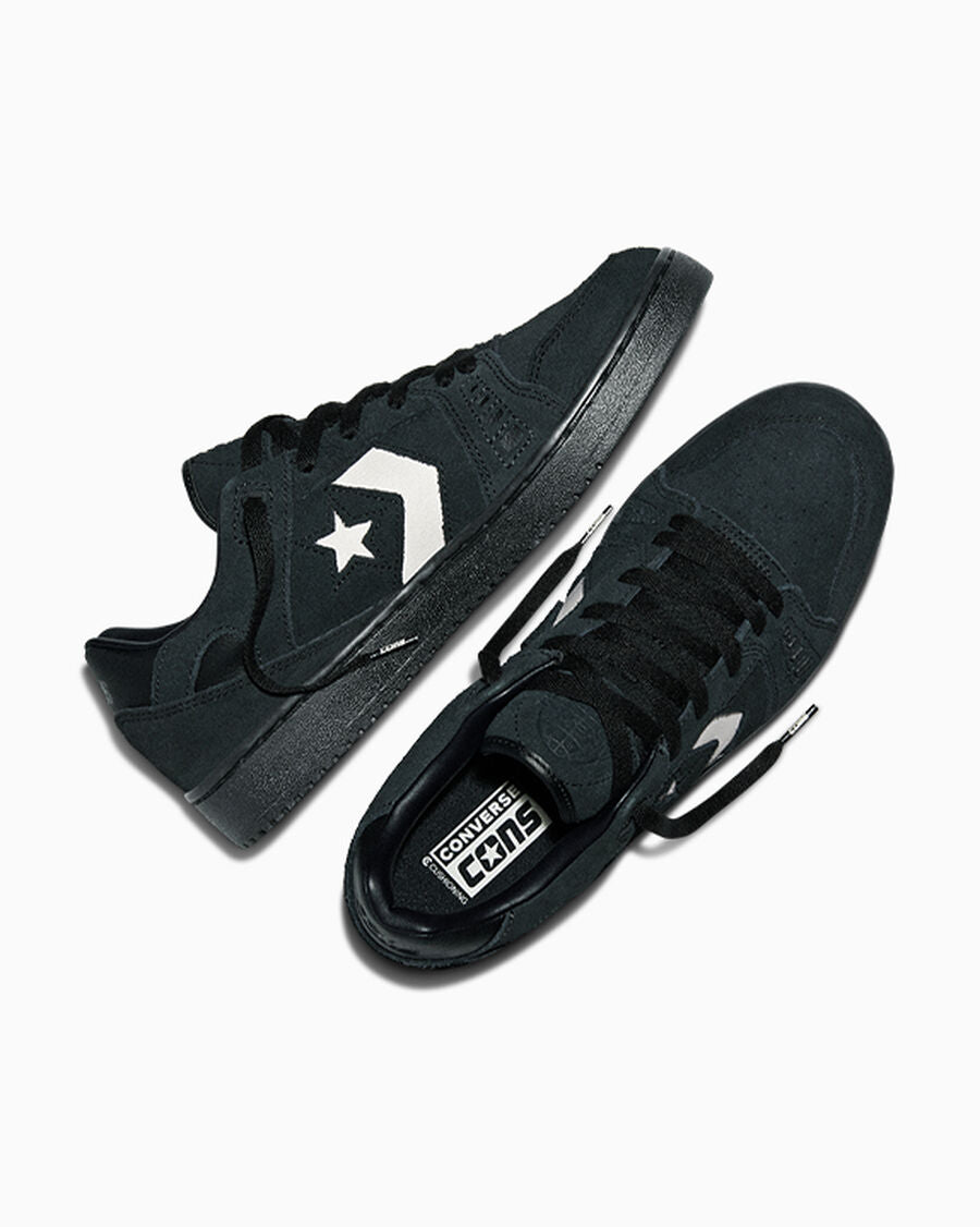 Suede Leather Skate Low Top Shoe - Black/Vintage White/Black