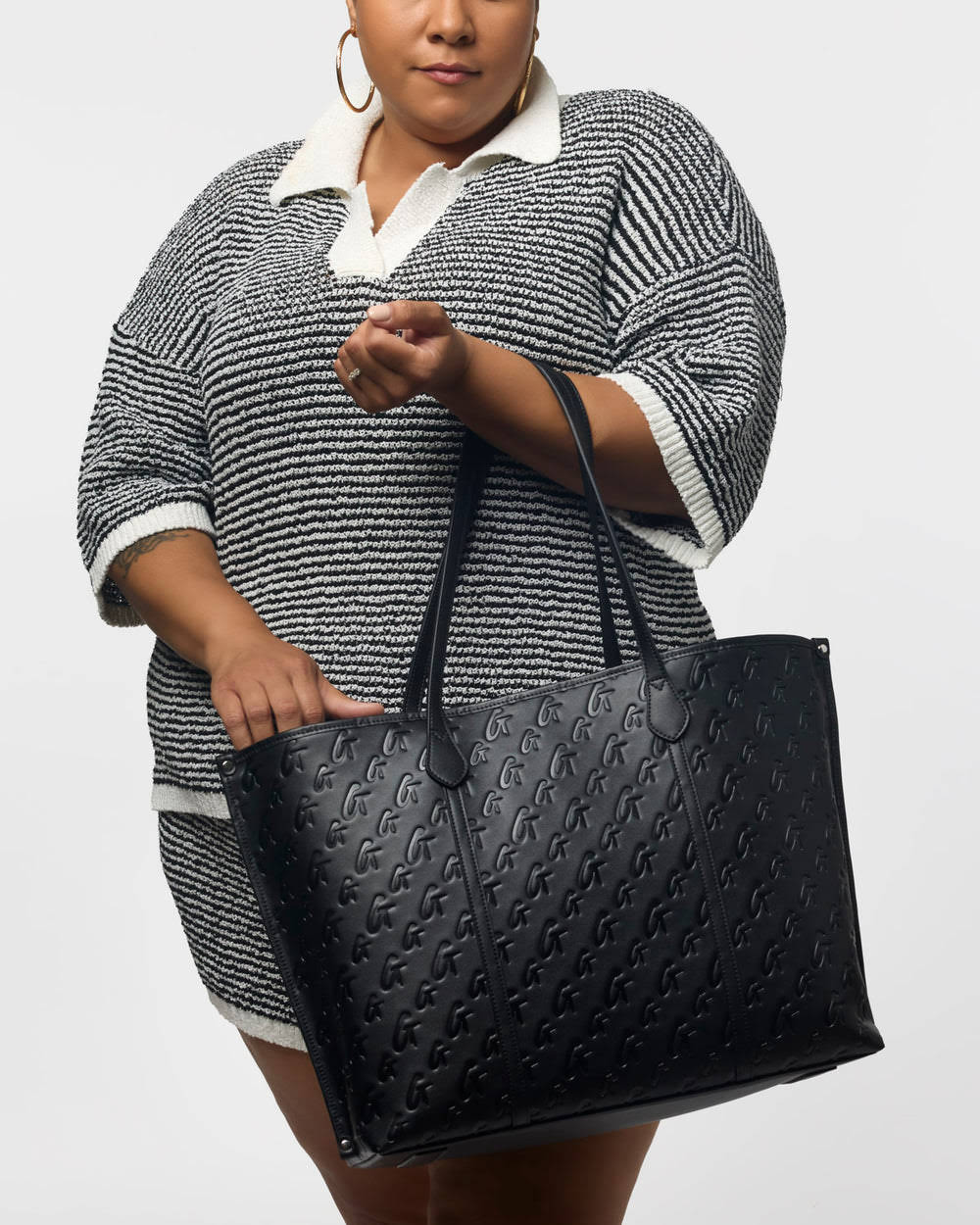 Extra Large Vegan Leather Laptop Tote - Black