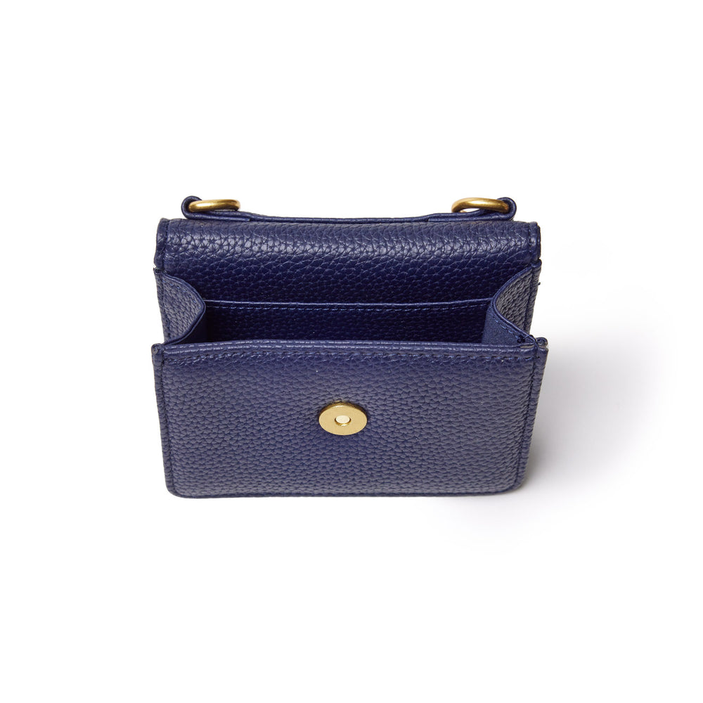Mini Vegan Leather Wallet Crossbody - Navy