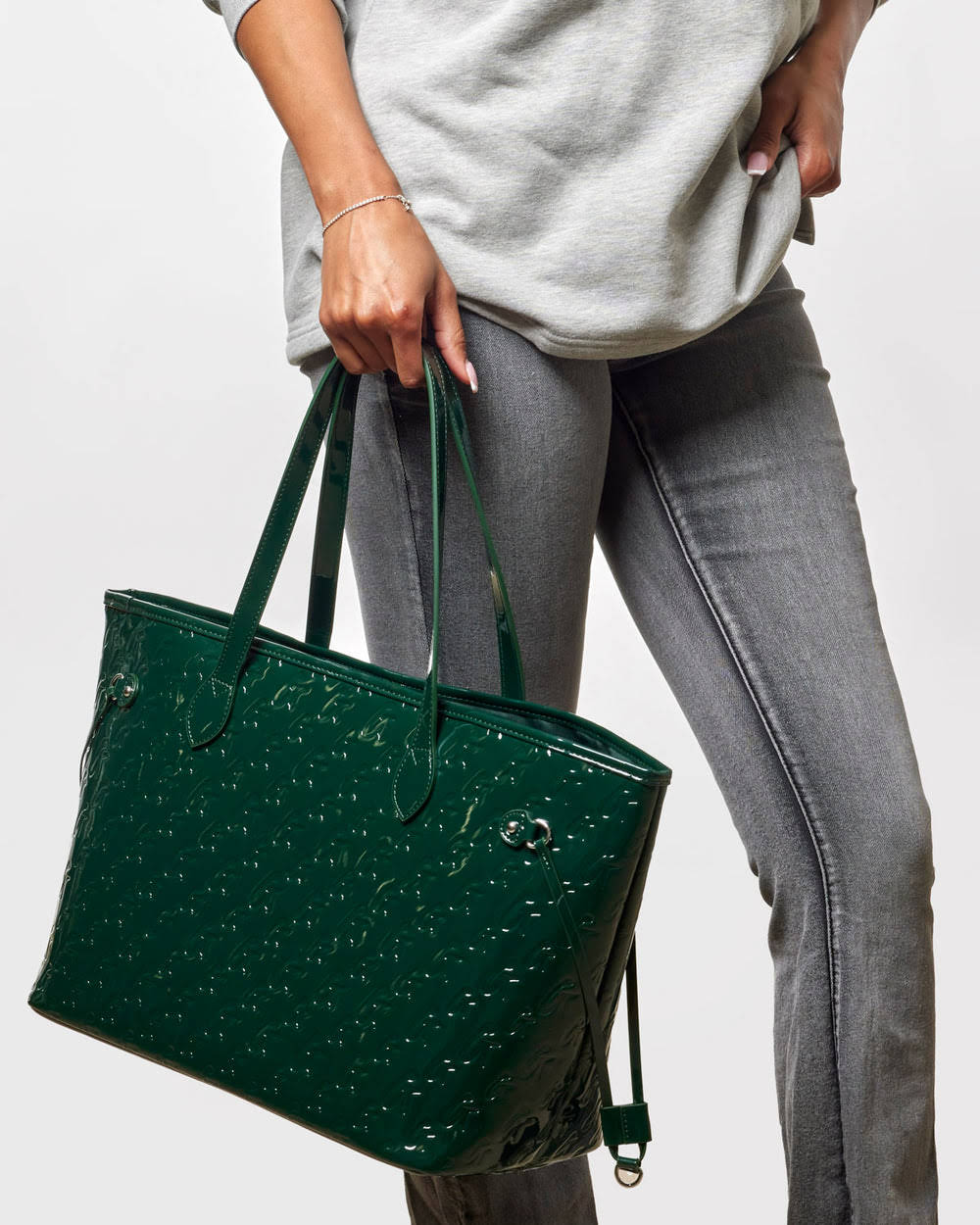 Vegan Leather Laptop Tote With Wristlet - Green