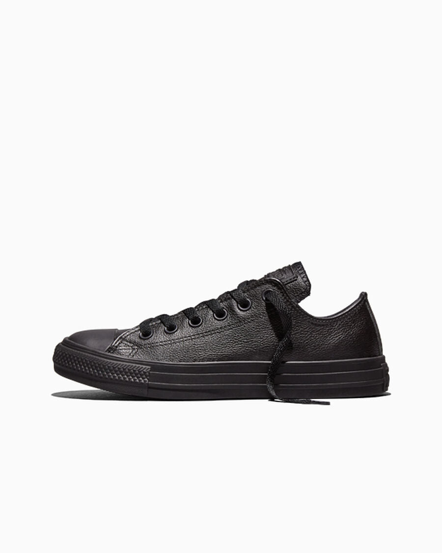 Leather Low Top Sneaker - Black - Black Mono