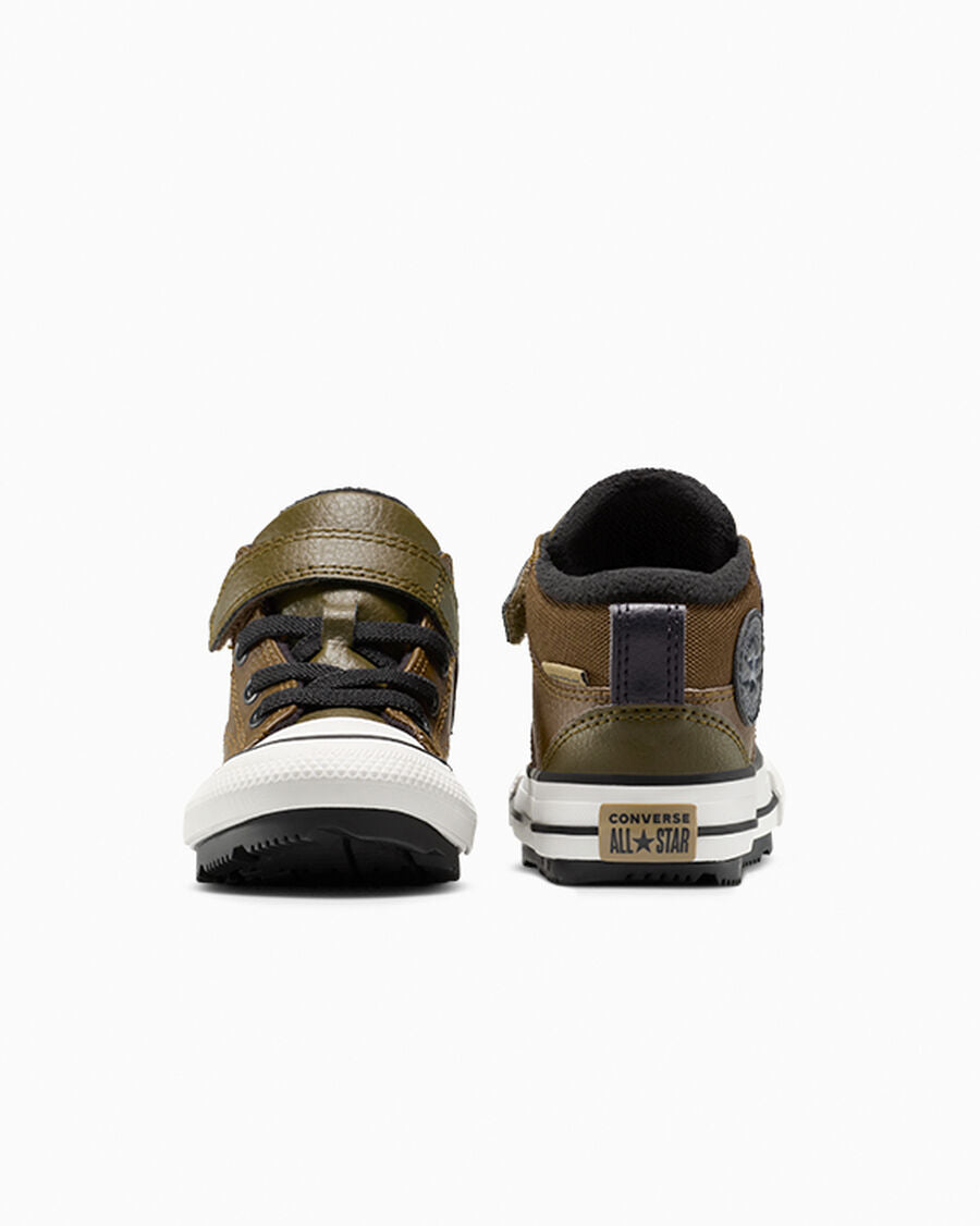 Toddler Leather Easy-On Mid Boot - Olive - Surplus Olive/Vintage White