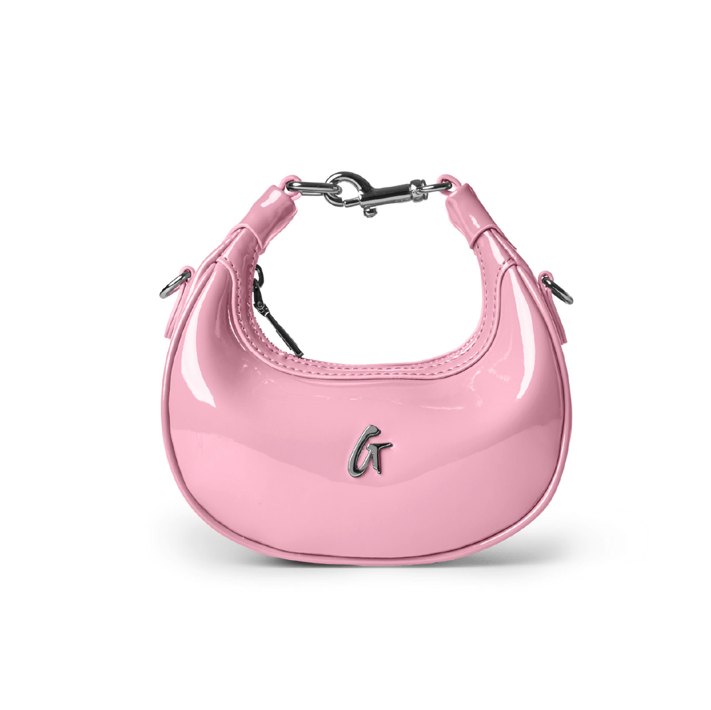 Mini Mirrored Vegan Leather Hobo Bag - Light Pink