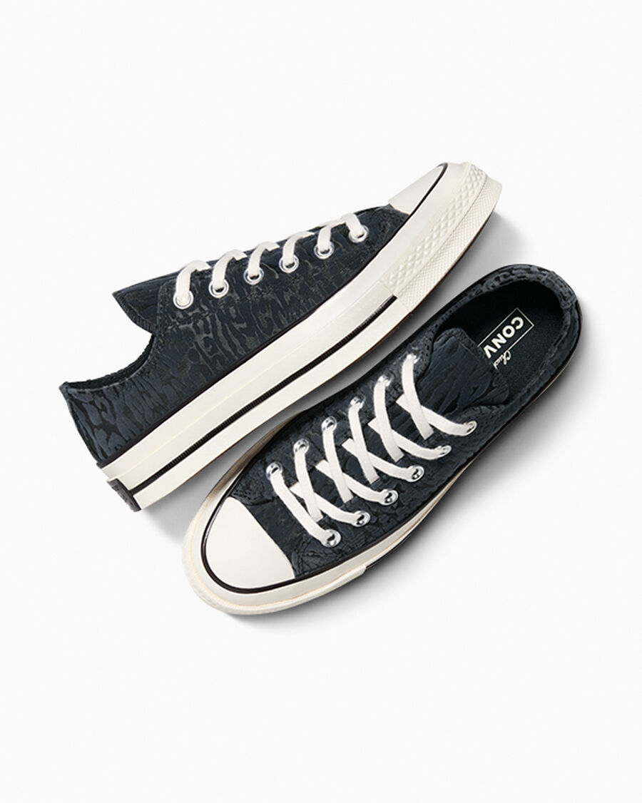Satin Leopard Print Low Top Sneaker - Black/Total Eclipse/Egret