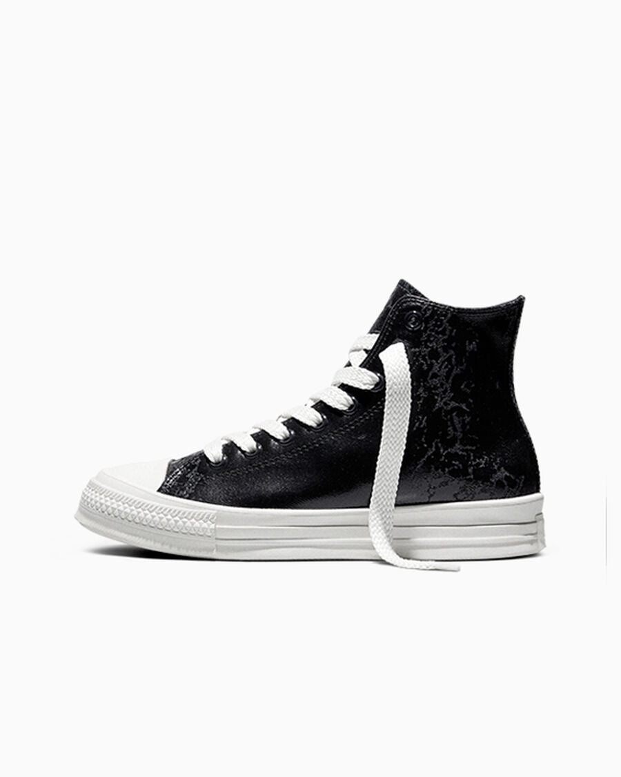 Waxed Denim High-Top Sneaker - Black