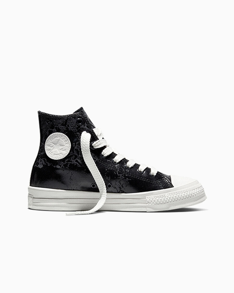 Waxed Denim High-Top Sneaker - Black