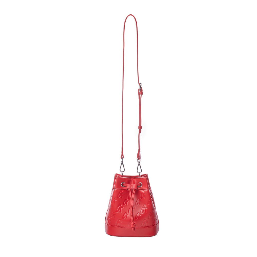 Mini Vegan Leather Bucket Bag - Red