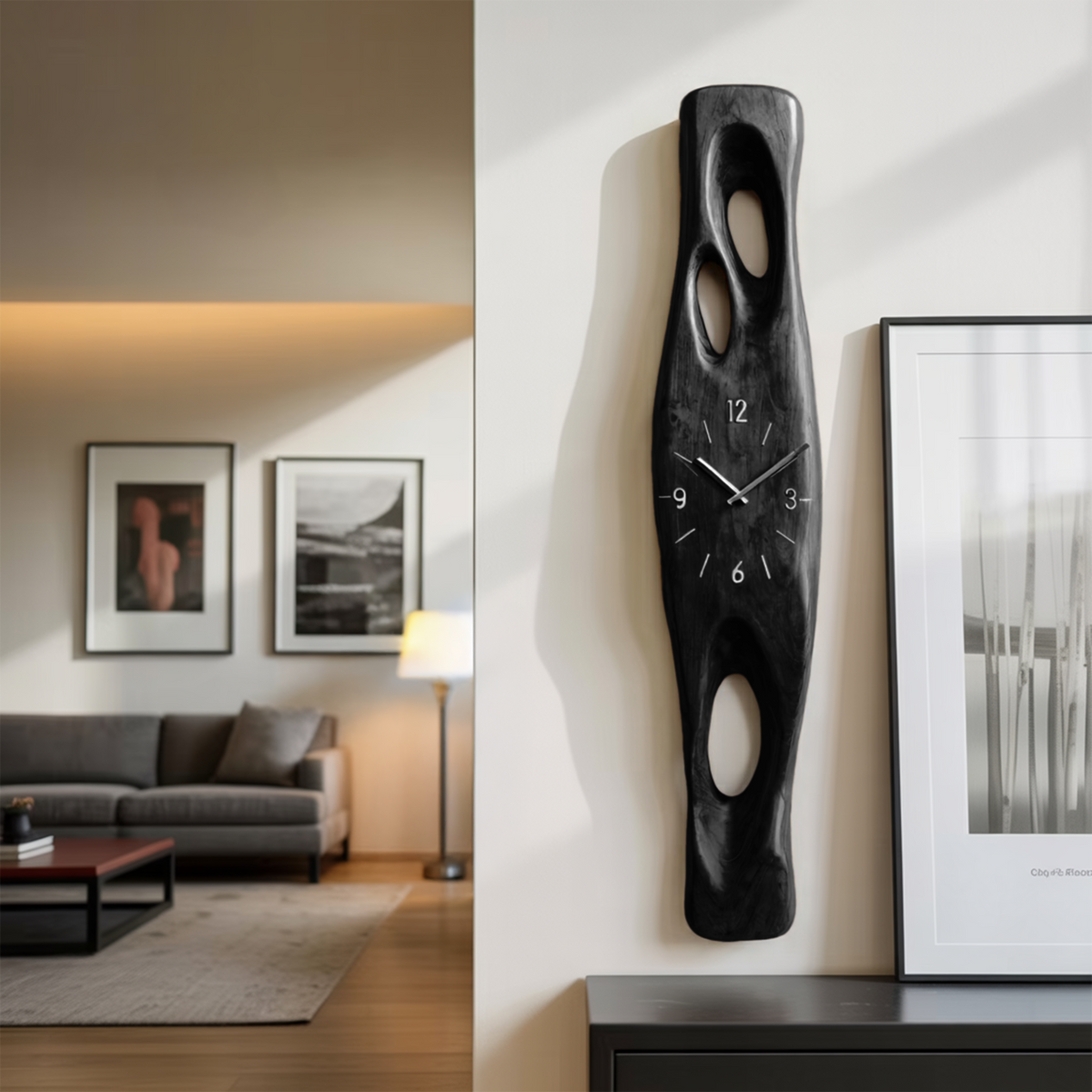 Minimalist Wooden Wall Clock Vertical Decor for Living Room - view 4