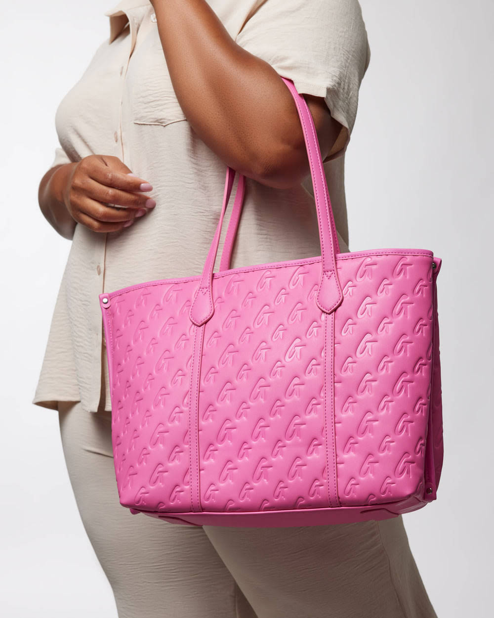 Vegan Leather Laptop Tote - Hot Pink