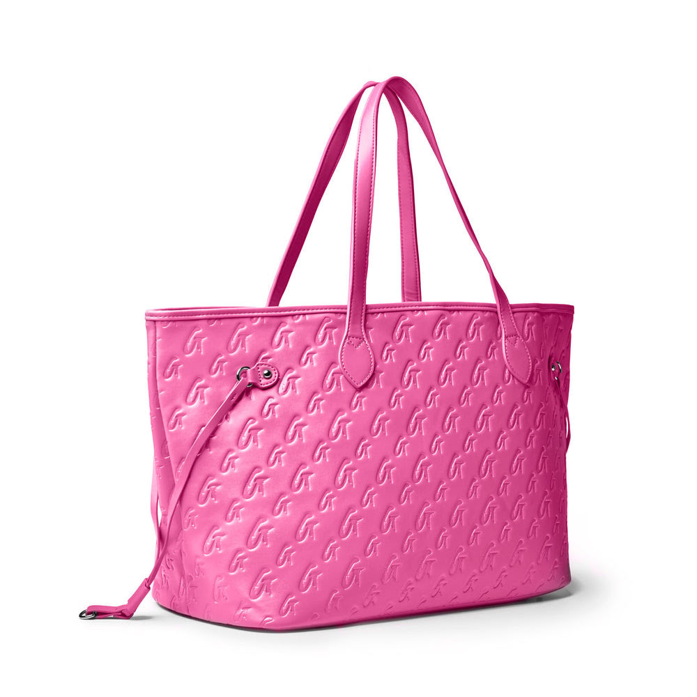 Vegan Leather Laptop Tote - Hot Pink