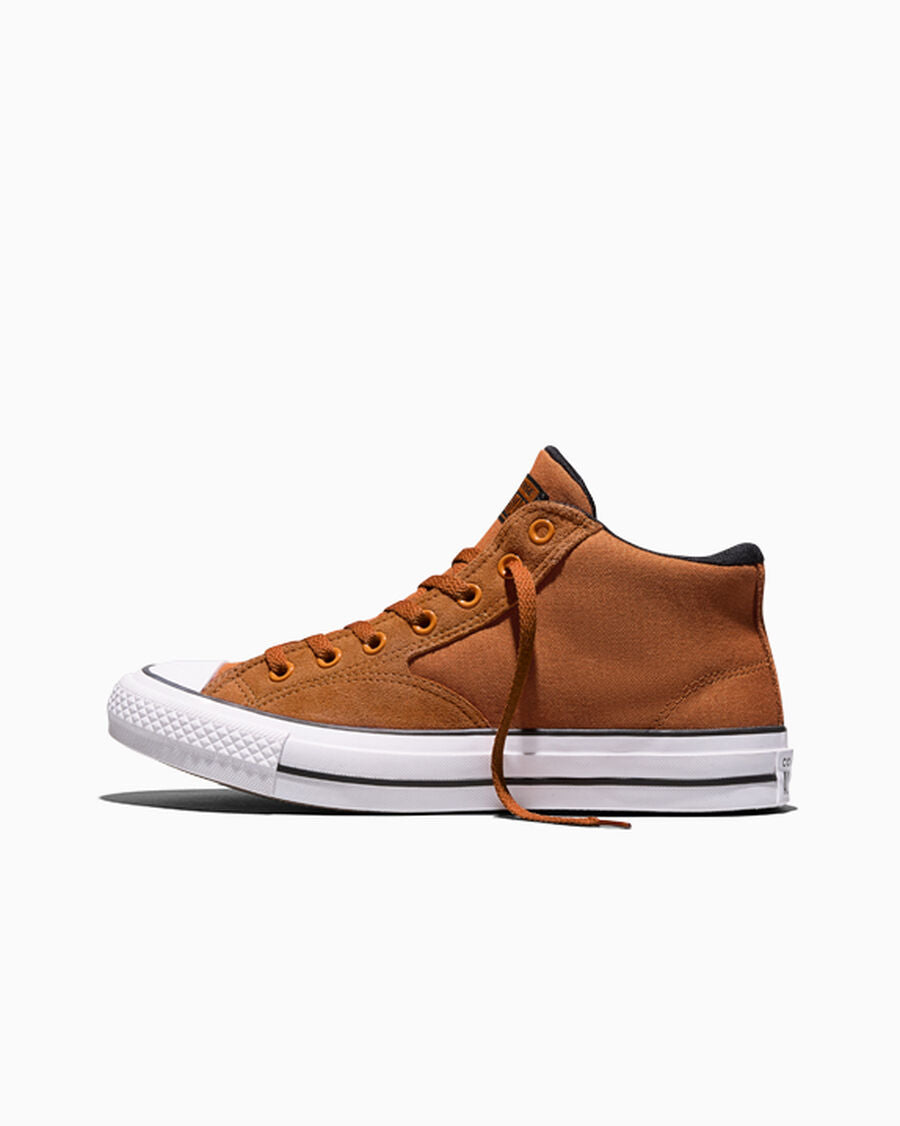 Canvas And Suede Mid Top Sneaker - Rusted Bolt/Black/White