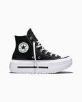 Double-Stack Canvas Platform High Top Sneaker - Black/White/Black
