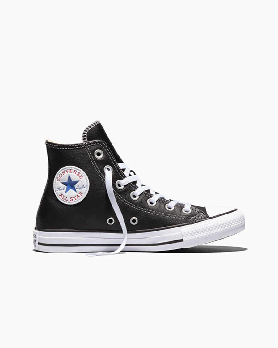 Leather High Top Sneaker - Black - Black