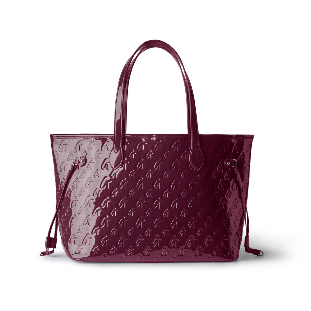 Vegan Leather Laptop Tote With Wristlet - Burgundy