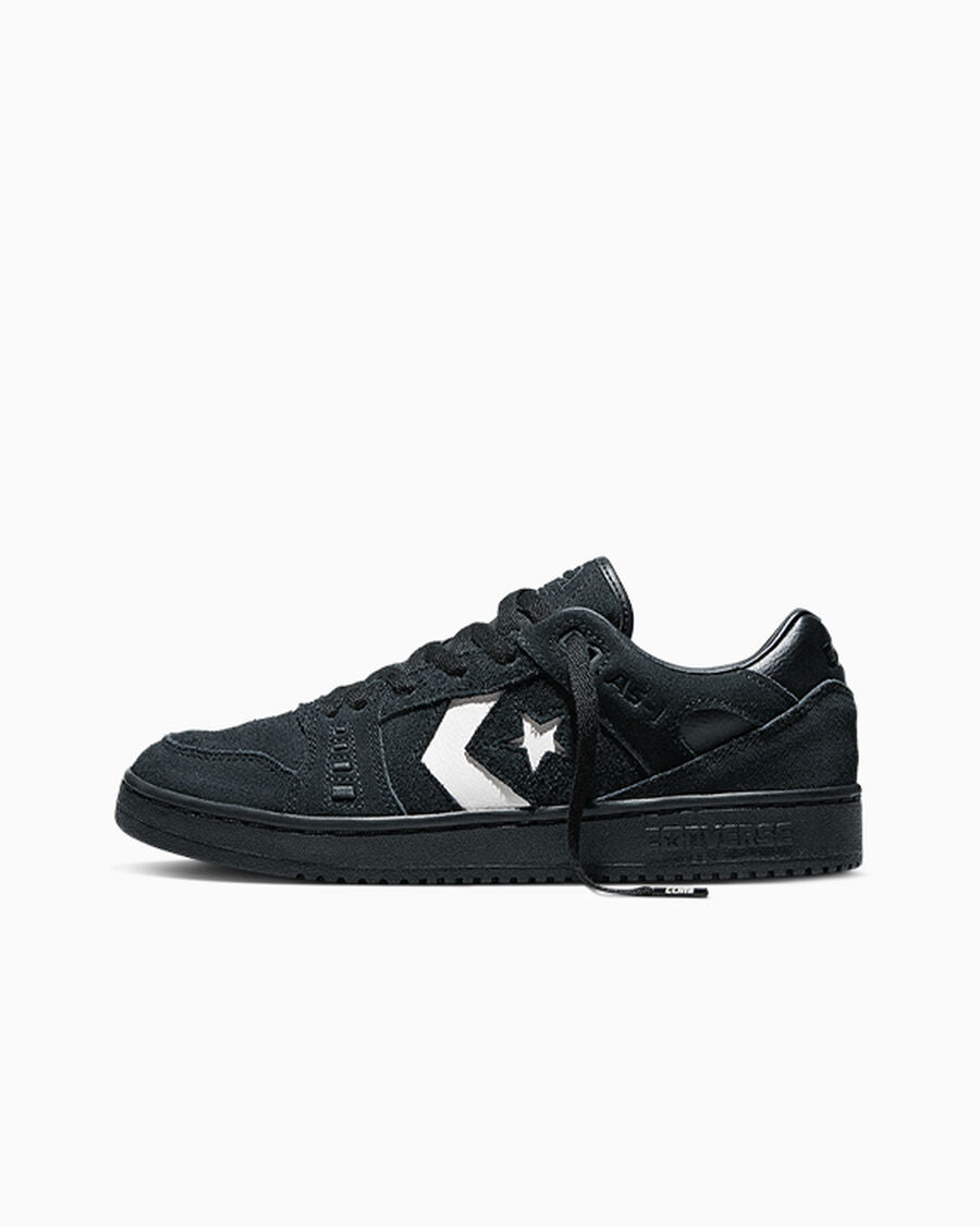 Suede Leather Skate Low Top Shoe - Black/Vintage White/Black