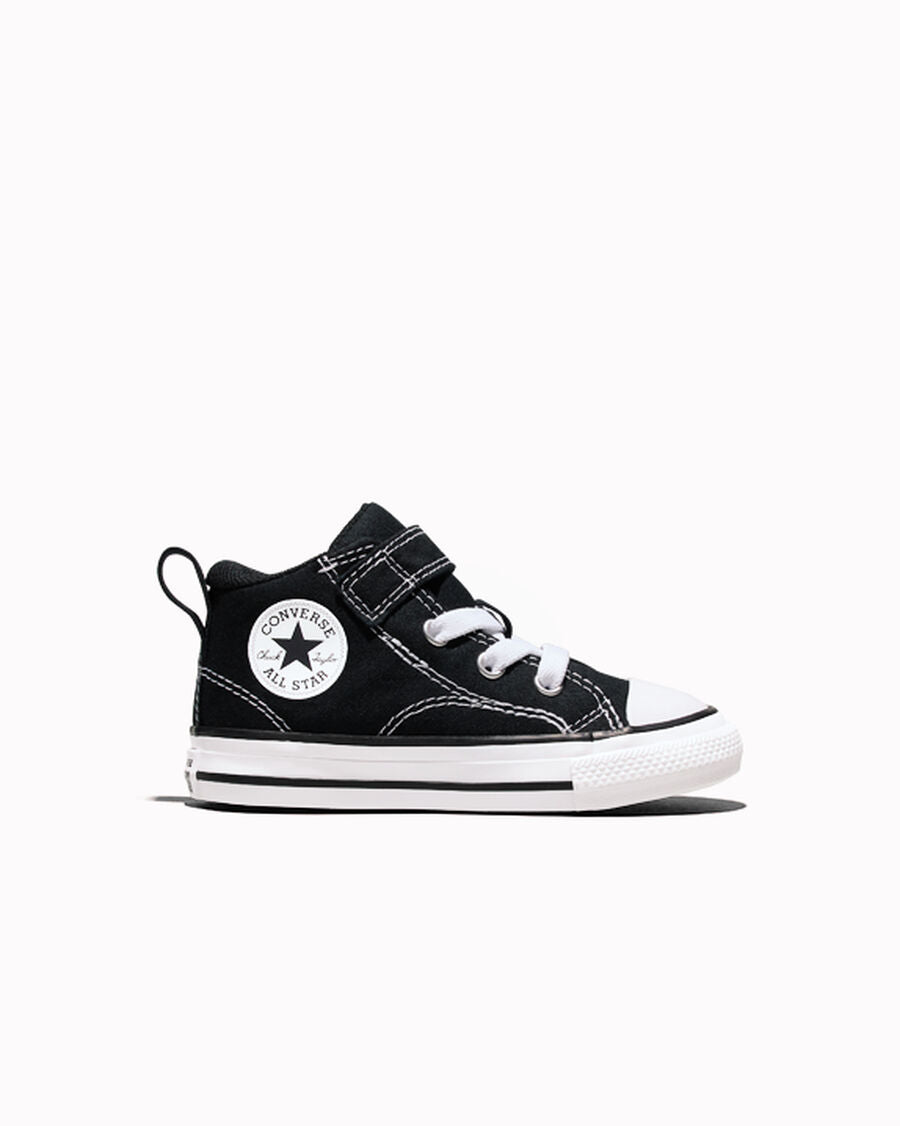 Canvas Easy-On Mid-Top Sneaker - Black/Black/White