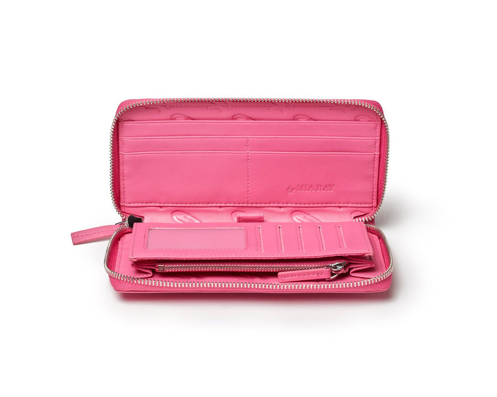 Large Vegan Leather Wallet - Hot Pink