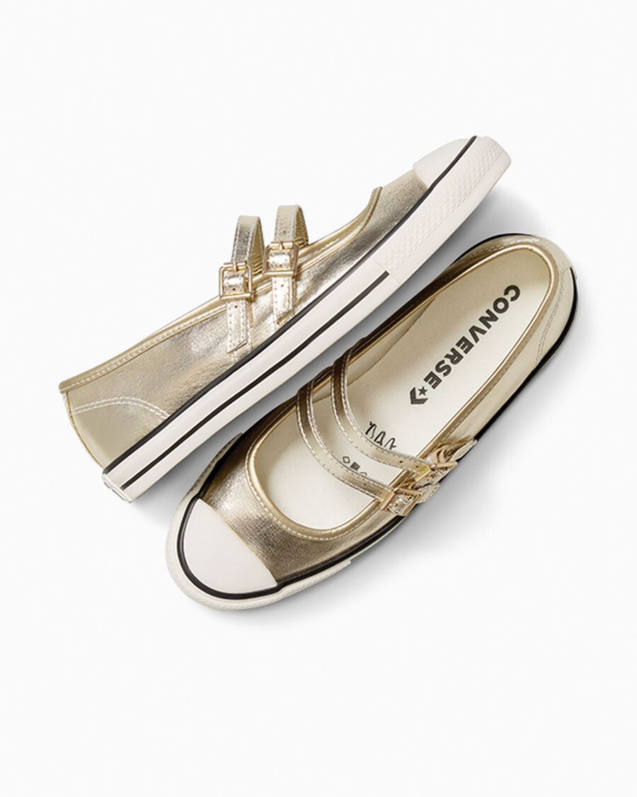 Metallic Canvas Mary Jane Low Top Shoe - Lt Gold/Egret/Black