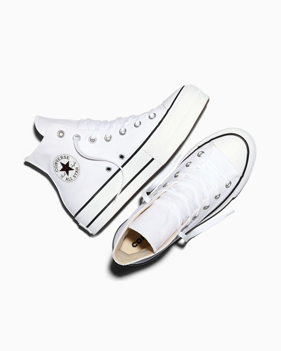 Canvas Platform High-Top Sneaker - White/Black/White