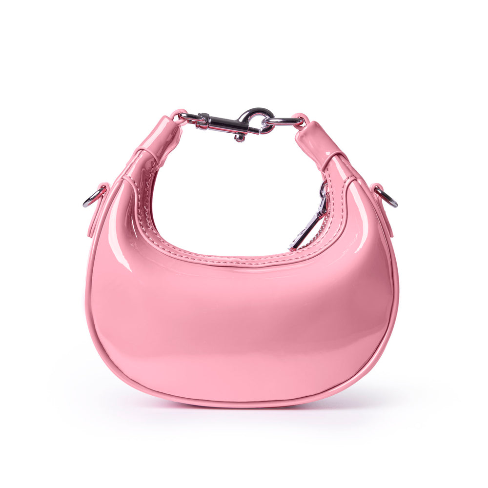 Mini Mirrored Vegan Leather Hobo Bag - Light Pink