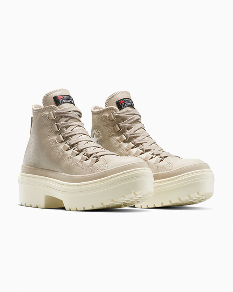 Women's Water-Resistant Leather Lug Sole Boot - Papyrus/Papyrus/Egret