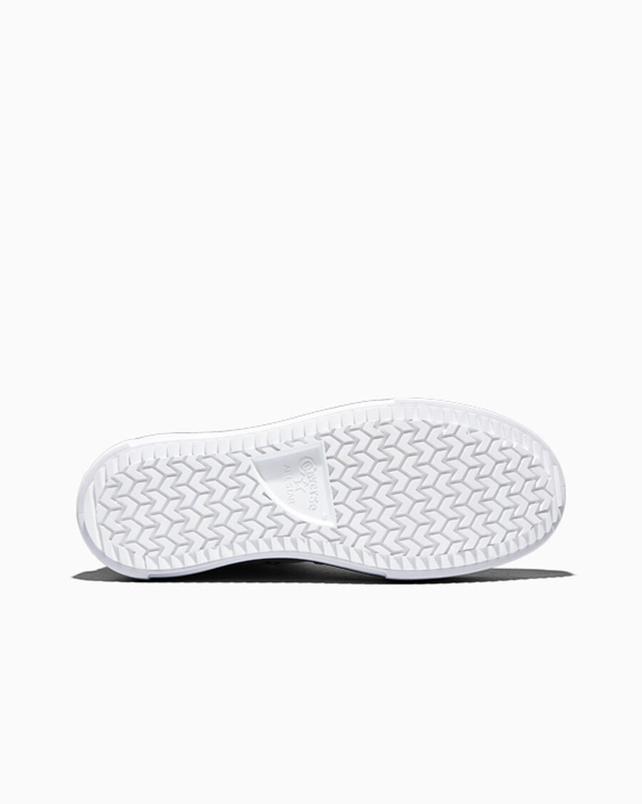 Double-Stack Canvas Platform High Top Sneaker - White/Black/White