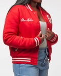 Cotton Blend Varsity Jacket - Red