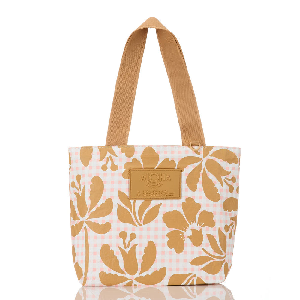 Small Zip Tote Bag - Gingham Floral