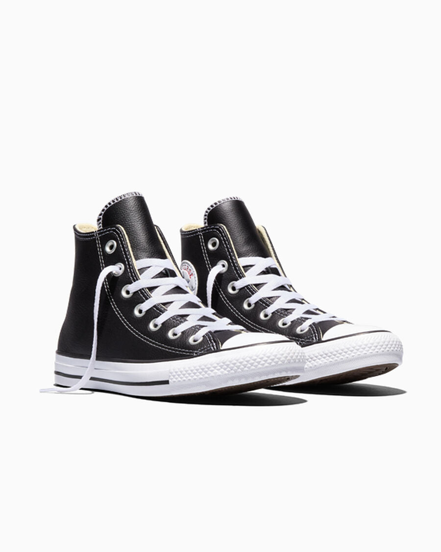 Leather High Top Sneaker - Black - Black