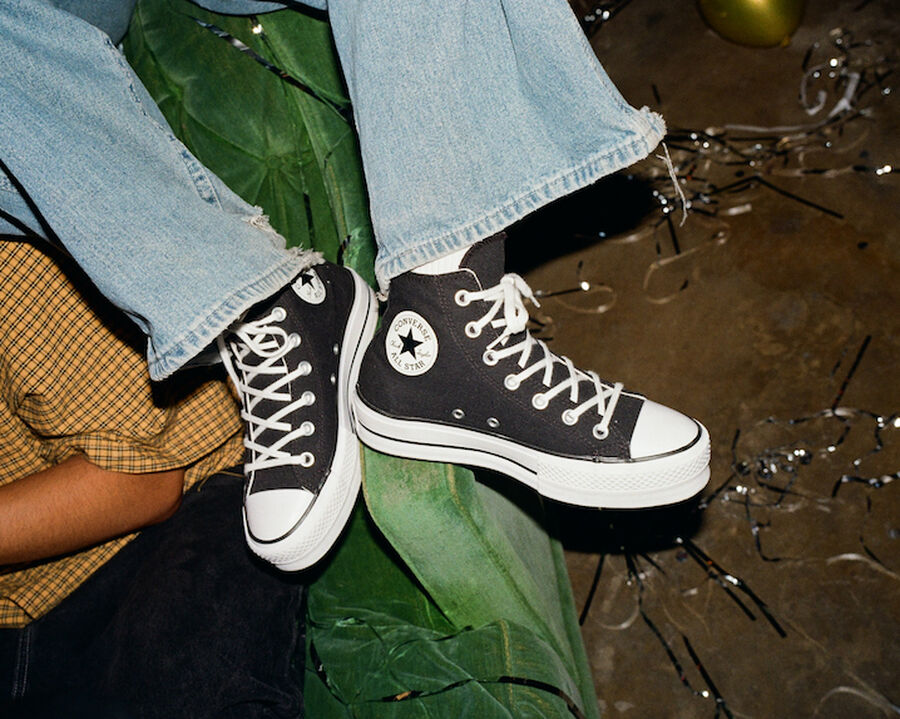 Canvas Platform High-Top Sneaker - Black/White/White