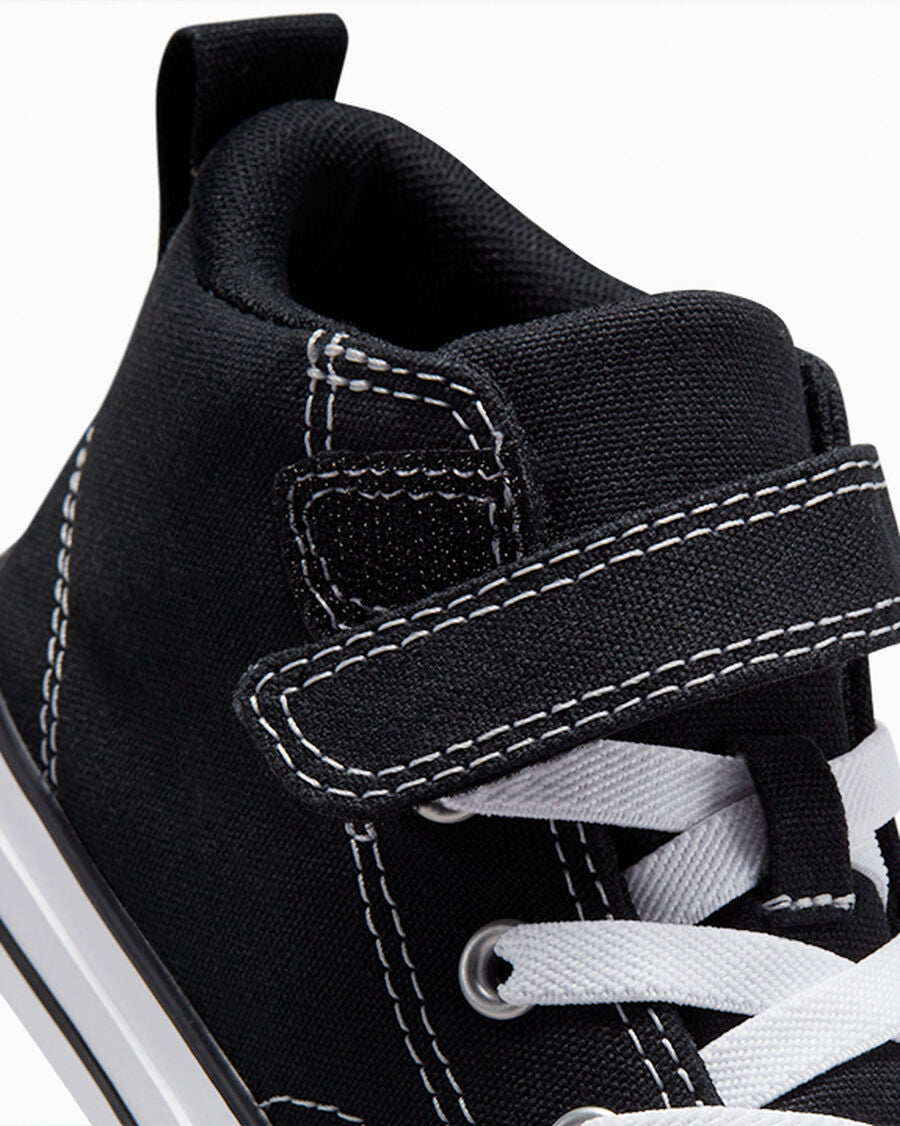 Canvas Easy-On Mid-Top Sneaker - Black/Black/White