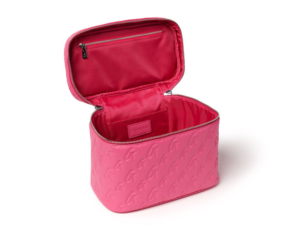 Large Vegan Leather Toiletry Bag - Hot Pink