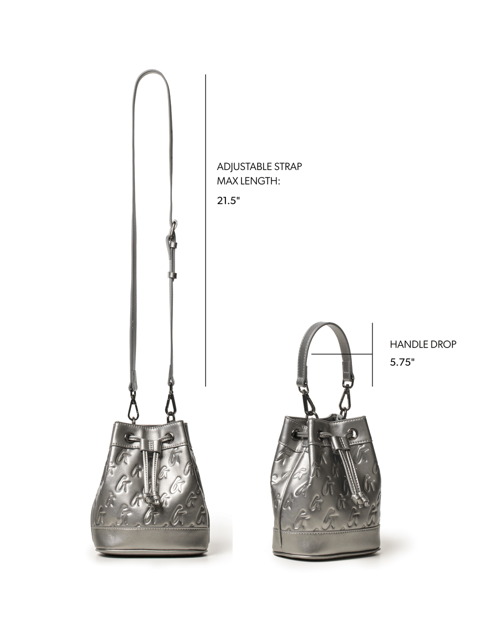 Mini Vegan Leather Bucket Bag - Platinum